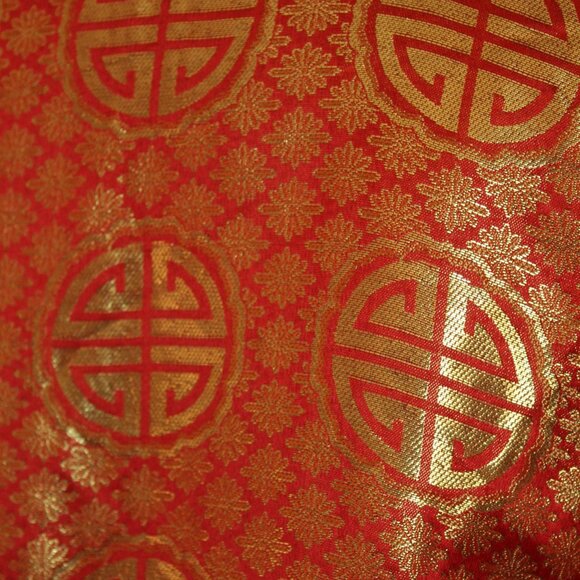 Vintage Man's Kimono, Short Haori in Orange and Gold with Asian Medallion Print, - Picture 10 of 10